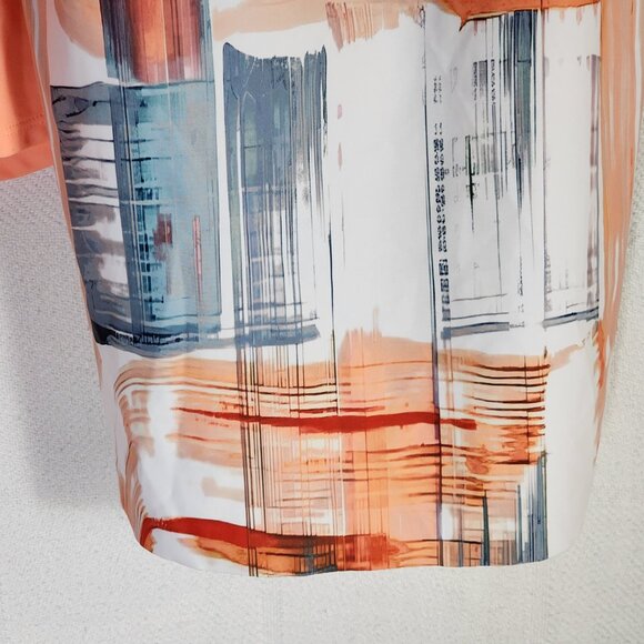 Rotita Peach Grey White Geo Print Poly Elastan Double Adj Strap Tankini Set Sz S - Picture 6 of 16